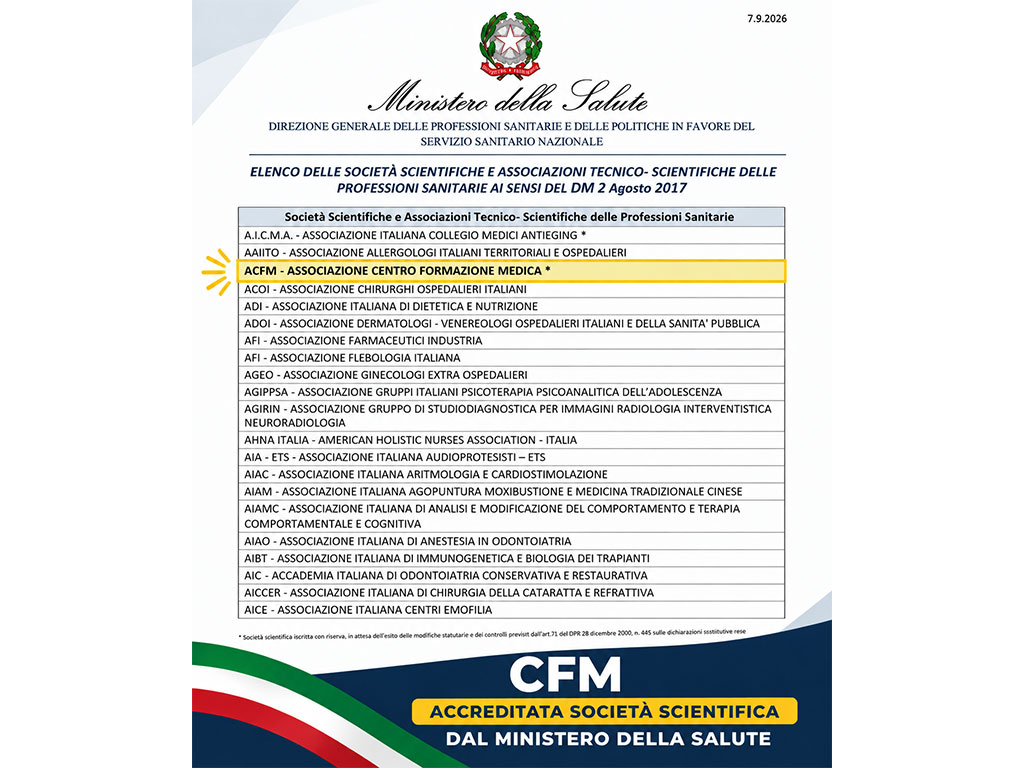 Centro Formazione Medica entra tra le società scientifiche riconosciute dal Ministero della Salute